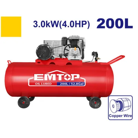 Компрессор EMTOP, 200 л (52,5 гал), 3,0 кВт (4 к.с.), 8 бар (EACPB40203)