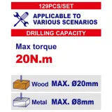 Дрель-шуруповёрт аккумуляторный EMTOP, 20 Н·м, набор 129 шт (EEDK12901)