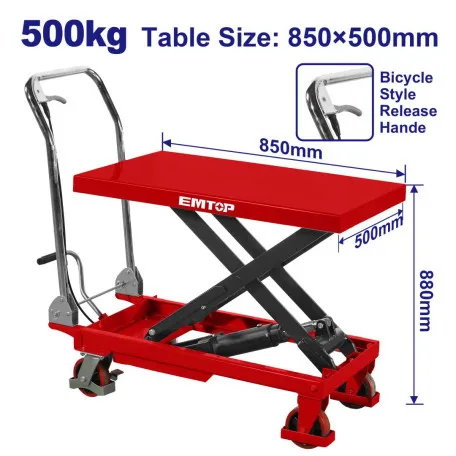 Стол гидравлический EMTOP, до 500 кг, 850 × 500 мм, 880 мм (EMNX1R50)