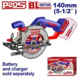 Пила дисковая аккумуляторная EMTOP, 140 мм, 20V (без АКБ и ЗУ) (ELCS1402)