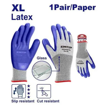 Перчатки рабочие EMTOP, XL, латекс (EXGV0301XL)