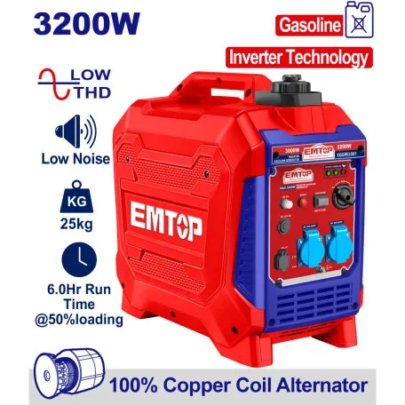 Инверторный генератор, EMTOP, 3200 Вт, 6.3 л, 220 В. (EGGRS3501)