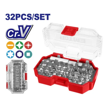 Набор бит EMTOP, 32 шт, Cr-V (EMSV3K03)