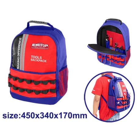 Рюкзак для инструмента EMTOP, 34х17х45 см, поліестер 1680D (ETBG58185)