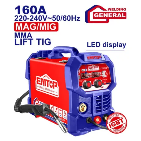 Сварочный инвертор EMTOP, 30-160, 30% при 40 °C (EMGT1652)