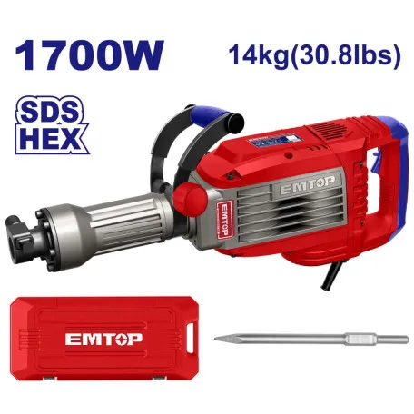 Отбойный молоток EMTOP, 1700 Вт, 50 Дж, шестигранный (EDBRH1703)