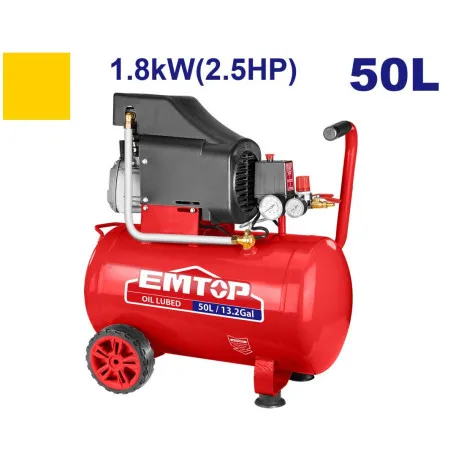 Компрессор EMTOP, 50 л (13,2 гал), 1,8 кВт (2,5 к.с.), 8 бар (EACPD25506)