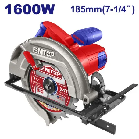 Пила дисковая EMTOP, 185 мм, 5000 об/мин, 1600 Вт (ECSW1853)