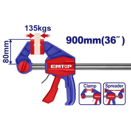Струбцина быстрозажимная EMTOP, 80x900 мм (ECLPQ80361)