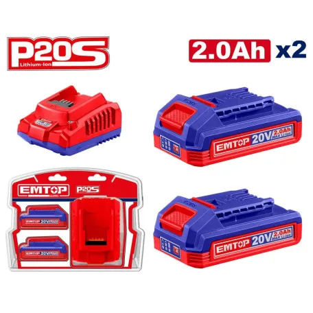Комплект EMTOP, 20В/2Ач. (ЗП + 2 АКБ) (ELBCPK2212)