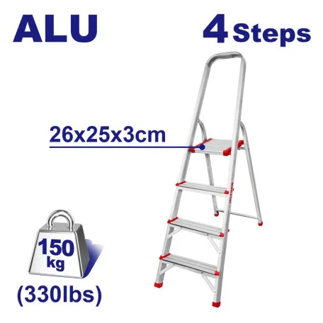 Лестница алюминиевая EMTOP, 4 ступеней, до 150 кг (ELAD1041)