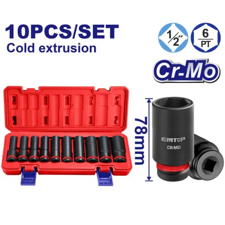 Набор ударных головок EMTOP, 1/2