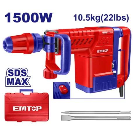 Отбойный молоток EMTOP, 1500 Вт, 6-25 Дж, SDS-MAX (EDBRM1501)