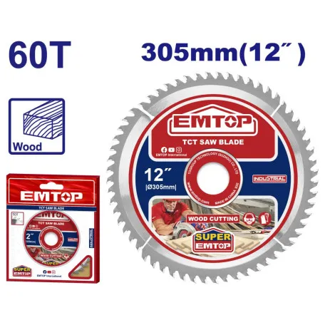 Диск пильный TCT по дереву EMTOP, 305 мм (12