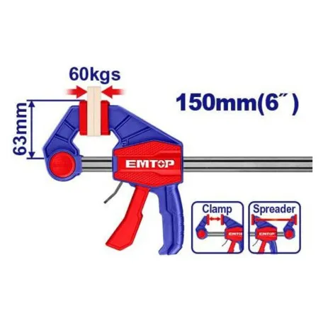 Струбцина быстрозажимная EMTOP, 63 x 150 мм (ECLPQ60101)
