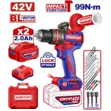 Дрель-шуруповерт, аккумуляторная, ударная, EMTOP, 166Нм, 20V (ECIDL429982)