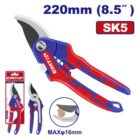 Секатор садовый EMTOP, сталь SK5 (EPSA038501)