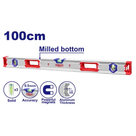 Уровень строительный EMTOP, 100 см, 0,5 мм/м (ESLL310001)