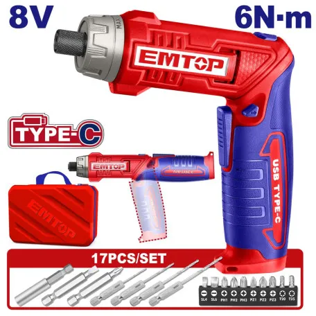 Отвертка аккумуляторная EMTOP (ECSR0803)