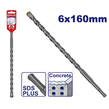 Бур SDS-plus EMTOP, 6 × 160 мм (EHDR10602)