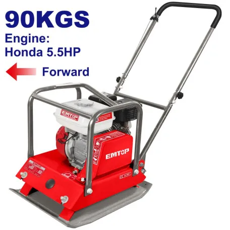 Виброплита бензиновая EMTOP, 4.0 кВт (5.5 к.с.), 15 кН, 30 см (EPCT659001)