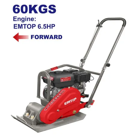 Виброплита бензиновая EMTOP, 4,8 кВт (6,5 к. с.), 10,5 кН, 20 см (EPCT656002)