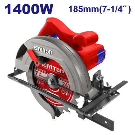 Пила циркулярная EMTOP, 1400 Вт, 45°:45 мм 90°: 65 мм (ECSW1852)