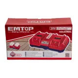 Двойное зарядное устройство EMTOP, P20S, 20V/8A. (EFCR2082)