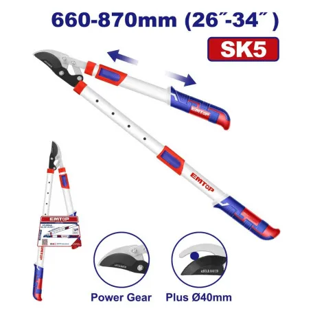 Сучкорез телескопический EMTOP, 25 мм, 660–870 мм / 26