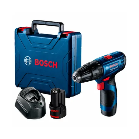Дрель-шуруповерт аккумуляторный Bosch Professional GSR 120-LI в кейсе с 2 АКБ GBA 12V 2 Ач, ЗП GAL 1210 CV, набором 10 бит и набором 12 сверл, 30 Н·м (06019G8002)