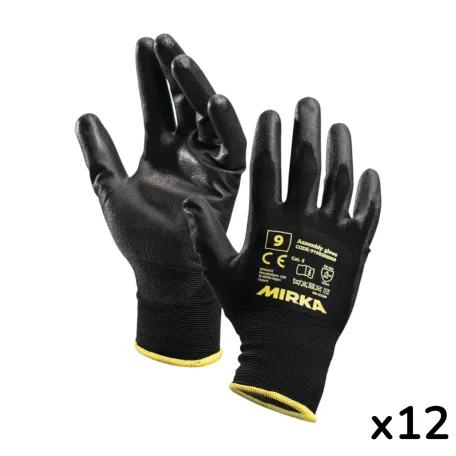 Монтажные перчатки Mirka Nylon с PU покрытием, размер 9, 12 пар (9190260009)