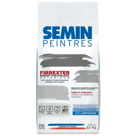 Шпатлевка цементная белая с фиброволокнами Semin PEINTERS FIBREXTER, 15 кг (110755)