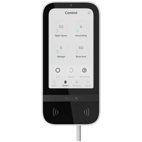 Дротова клавіатура з сенсорним екраном Ajax KeyPad TouchScreen Fibra White (81718.226.WH1)
