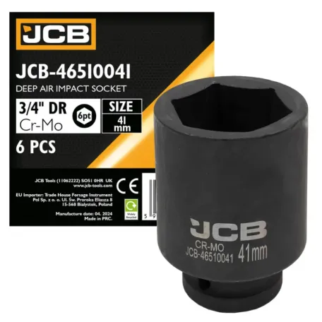 Головка ударна, торцева, глибока. (6-гранна) JCB Tools JCB-46510041, 3/4