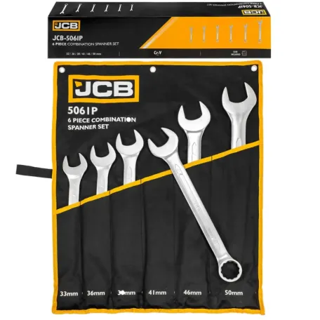 Набір ключів рожково-накидних в чохлі 6 од. (33-50 мм) JCB Tools JCB-5061P, (61293)