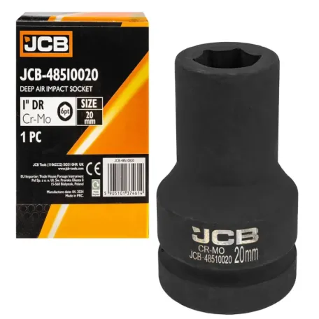 Головка ударна, торцева, глибока. (6-гранна) JCB Tools JCB-48510020, 1
