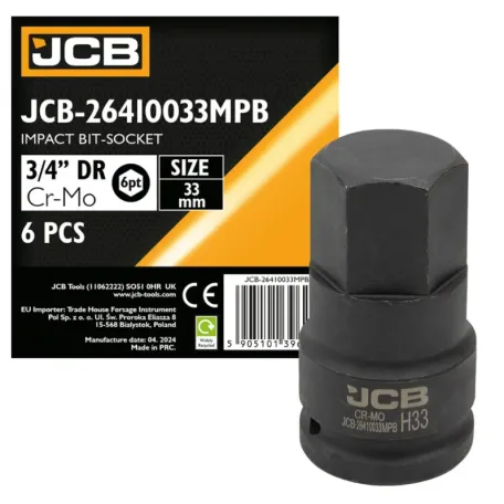 Головка, торцева, (HEX-профіль), JCB Tools JCB-26410033MPB, 3/4