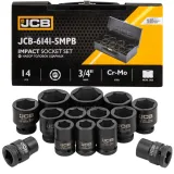 Набір головок ударних в металевому кейсі 14 од. 3/4'' (6-гр.) (17-50 мм) JCB Tools JCB-6141-5MPB (61734)