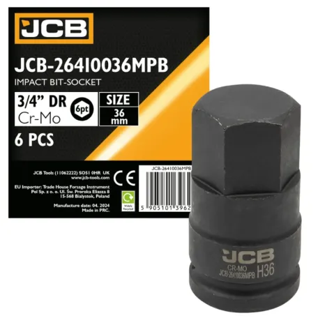 Головка, торцева, (HEX-профіль), JCB Tools JCB-26410036MPB, 3/4