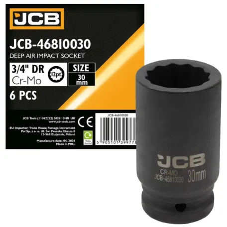 Головка ударна, торцева, глибока. (12-гранна) JCB Tools JCB-46810030, 3/4
