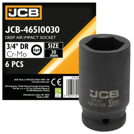 Головка ударна, торцева, глибока. (6-гранна) JCB Tools JCB-46510030, 3/4