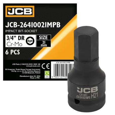 Головка, торцева, (HEX-профіль), JCB Tools JCB-26410021MPB, 3/4