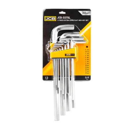 Haбіp Г-подіб. ключів подовжених HEX 13 од. (2 мм-19 мм) JCB Tools JCB-5137XL, (59745)