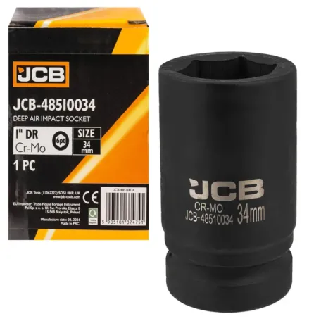 Головка ударна, торцева, глибока. (6-гранна) JCB Tools JCB-48510034, 1