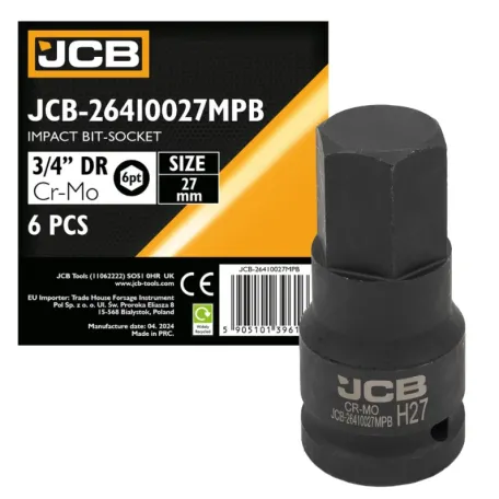 Головка, торцева, (HEX-профіль), JCB Tools JCB-26410027MPB, 3/4