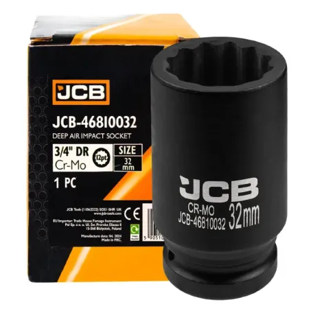 Головка ударна, торцева, глибока. (12-гранна) JCB Tools JCB-46810032, 3/4