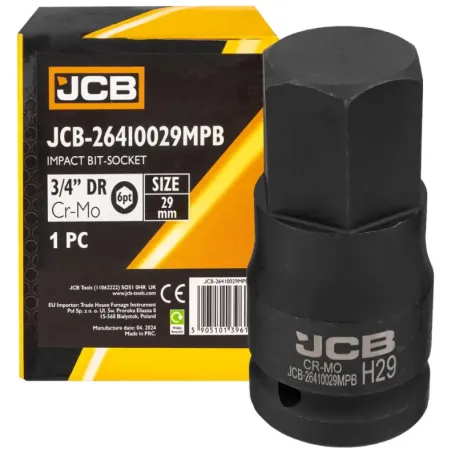 Головка, торцева, (HEX-профіль), JCB Tools JCB-26410029MPB, 3/4