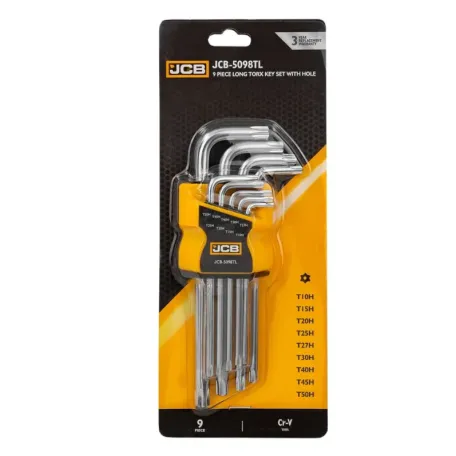 Haбіp Г-подіб. ключів подовжених з отвором TORX 9 од. (T10H-T50H) JCB Tools JCB-5098TL, (60964)