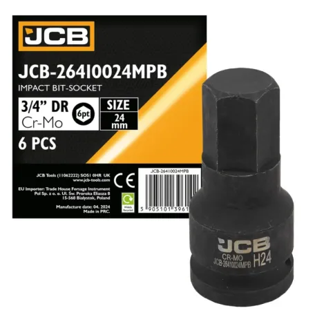 Головка, торцева, (HEX-профіль), JCB Tools JCB-26410024MPB, 3/4