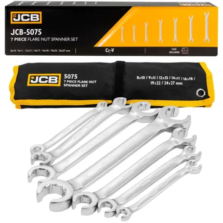 Набір розрізних ключів в чохлі 7 од. JCB Tools JCB-5075, (61297)
